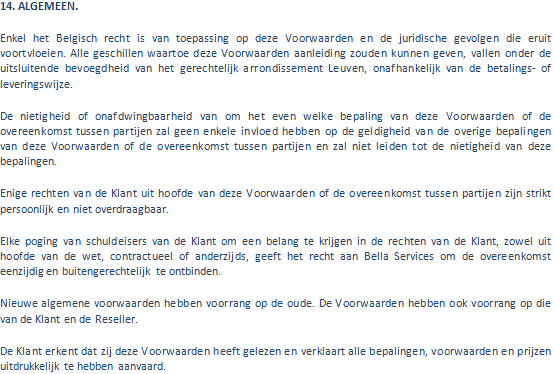 Algemene voorwaarden van Bella Services B.V.