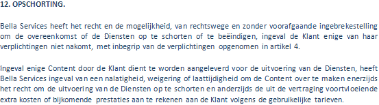 Algemene voorwaarden van Bella Services B.V.