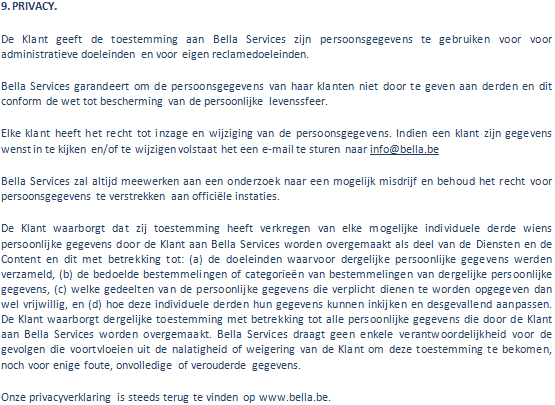 Algemene voorwaarden van Bella Services B.V.