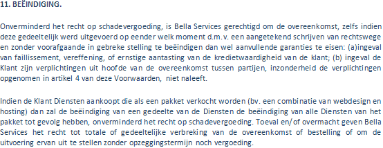Algemene voorwaarden van Bella Services B.V.